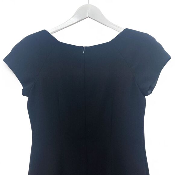 Virgo Dress 6P Petite Black Scallop Neck Sheath Cap Sleeve Cocktail Bodycon ✨ - Picture 5 of 14